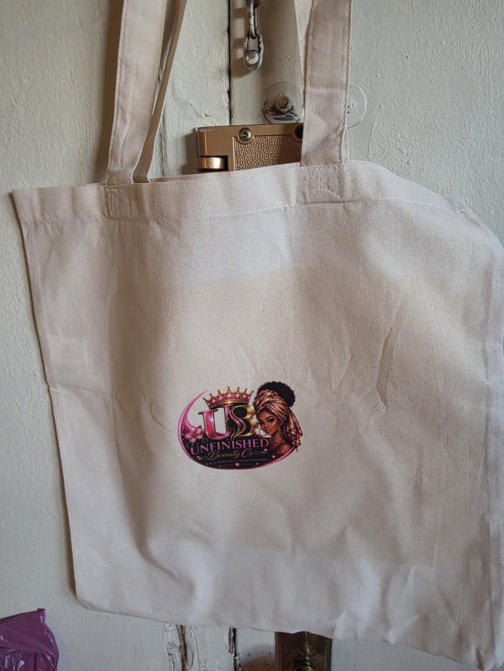 Unfinished Beauty Co. Cream Canvas Tote Bag